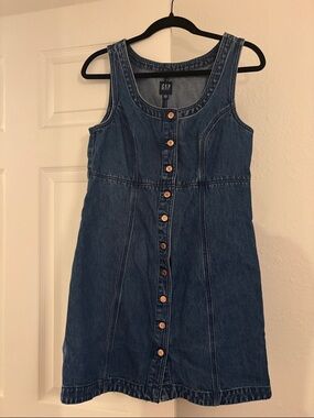 GAP Button-Front Denim Sundress in Blue